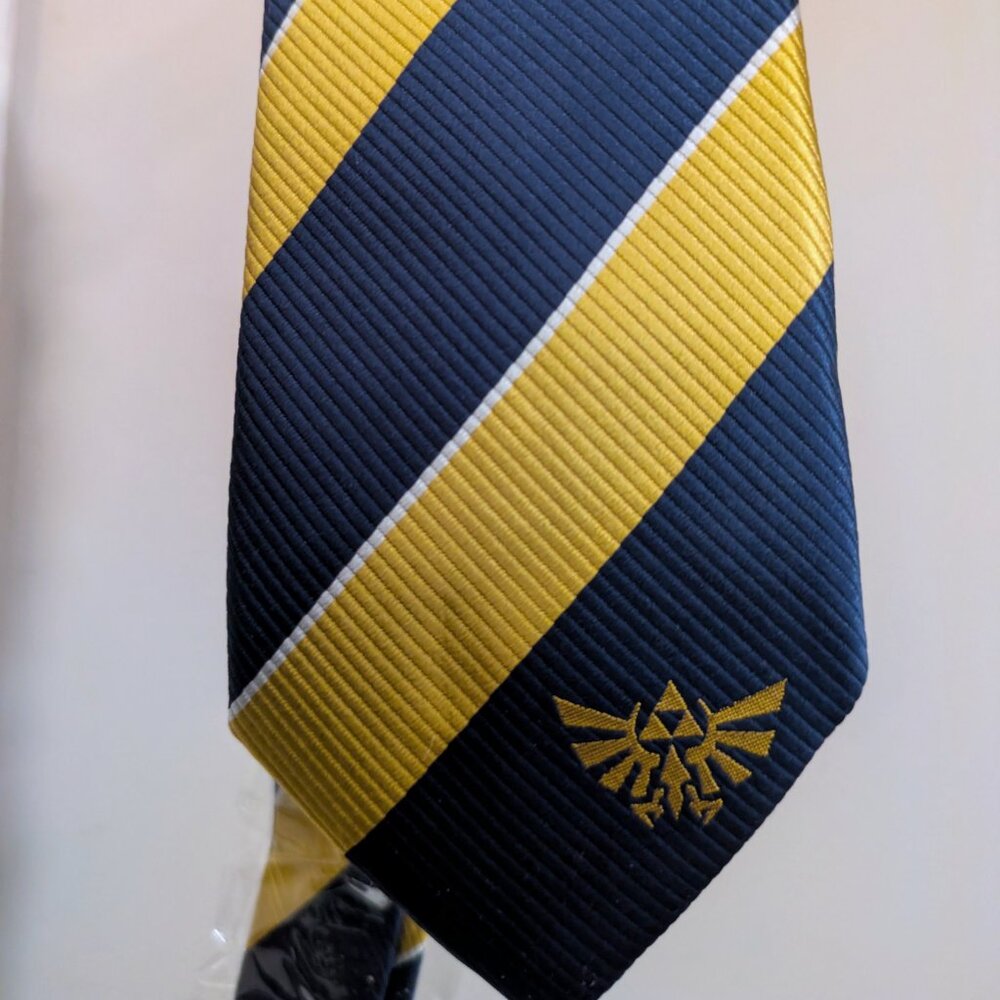 legend of zelda navy/gold hylian crest logo necktie